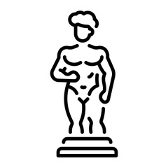 Chiseled marble statue icon in linear style 