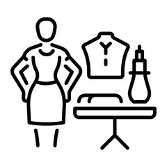 A linear style icon of a professional fashion designer 