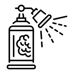 A linear style icon of a paint spray 