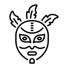 A line style icon of a artistic feather mask 