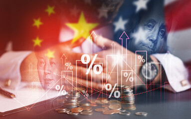 Trade war policy United States  with China. Dollar vs Yuan war.United States tariffs government import tariff China,to increase the American economy.Industrial Tariffs growth.Import Tariffs increase.