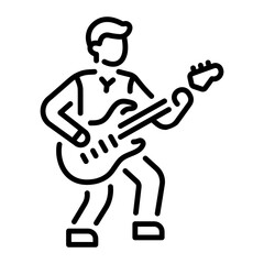 A linear style icon of a guitarist character 