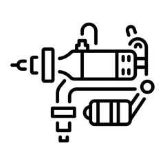 A linear style icon of a tattoo machine 