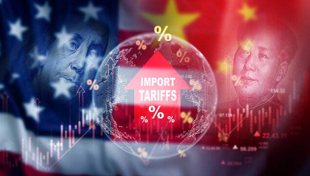 Trade war policy United States  with China. Dollar vs Yuan war.United States tariffs government import tariff China,to increase the American economy.Industrial Tariffs growth.Import Tariffs increase.