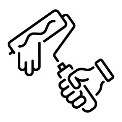 A linear style icon of a paint roller 