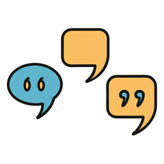 Quote Mark Icon Set with Speech Marks and Inverted Commas Vector Collection