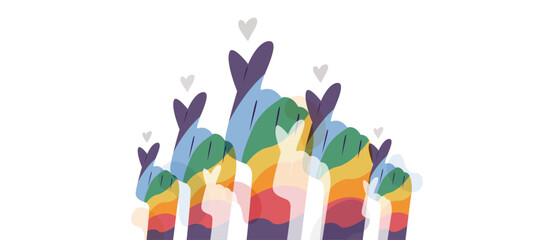 Hands showing the heart symbol. Modern colorful design.