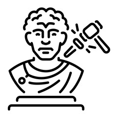 Statue main process icon in linear style 