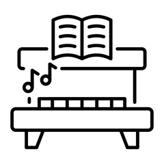 A linear style icon of a piano table 