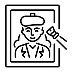 A linear style icon showing a glass painting 