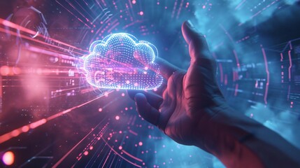 Digital Hand Grasping Cloud Computing Network of excellence in splendor beyond compare with grace