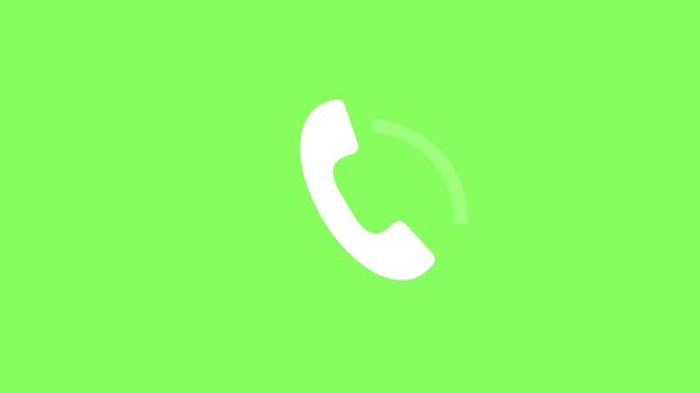 Incoming call ring icon background green Screen animation of phone call icon. 