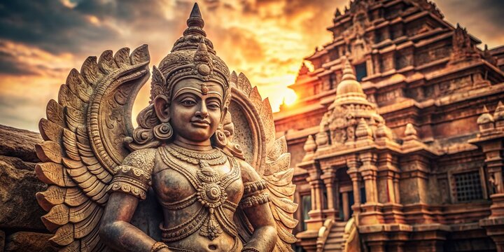 Majestic Garuda Statue at Ranganathaswamy Temple in South India A Glimpse into Architectural Grandeur and Spiritual