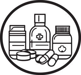 medicine bottle and pills