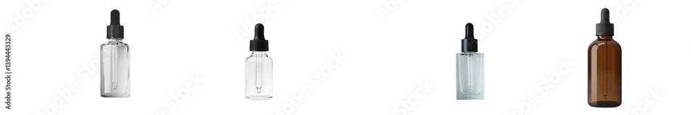 Leinwandbilder minimalist mockups displaying various glass dropper bottles on clean isolated background for product