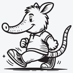 Vector Illustration Aardvark Walking Mascot Cartoon. stock illustration