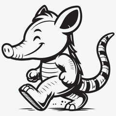 Vector Illustration Aardvark Walking Mascot Cartoon. stock illustration