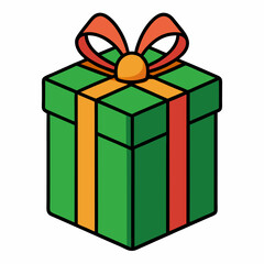 Present Gift Box Icon with Christmas Gift Vector Illustration