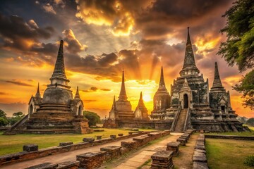 Fototapeta premium Majestic Temple Ruins of Wat Yai Chaimongkol Ayutthaya Historical Park Thailand A Glimpse into Thailands Rich Past