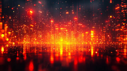 Obraz premium Vibrant Red and Yellow Abstract Night Lights in Urban Cityscape Concept