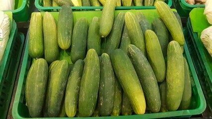 Fresh Green Cucumbers at the Market