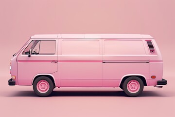 Vibrant Image of Pink Van Car Mockup 3D Rendering