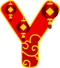 Chinese Imlek Lampion Letter Vector Element Alphabet Y