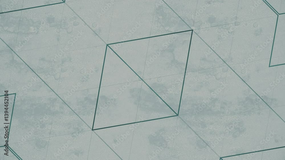 Poster Seamless loop animation with changing shapes, where thin dark contours create complex patterns on a light background. The symmetry and rhythm of the lines create a smooth visual flow. 3d rendering 4K