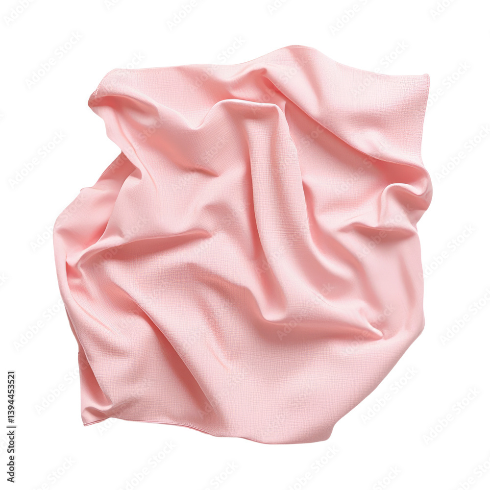 Aufkleber minimalist mockup of a crumpled pink fabric isolated on a white background for creative design conce