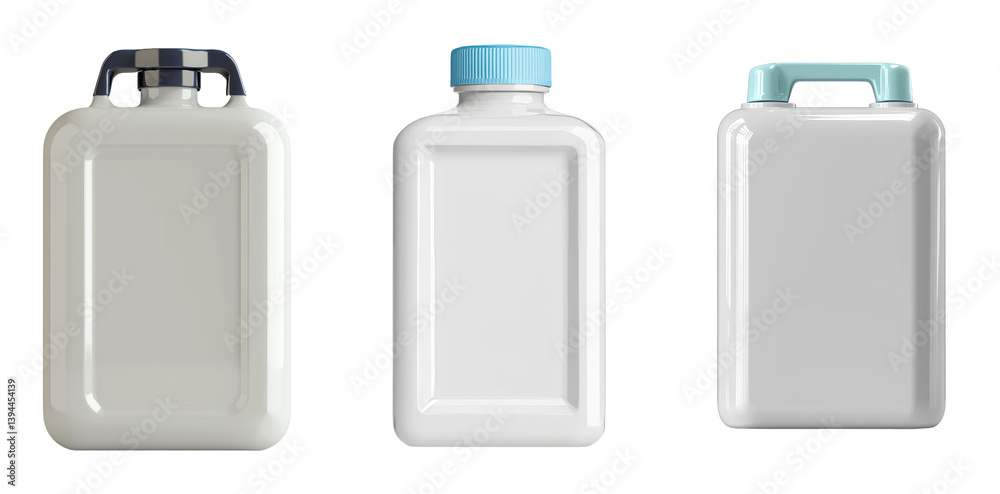 Leinwandbilder minimalist isolated mockups of three different bottle designs with varied lids and shapes on a plain
