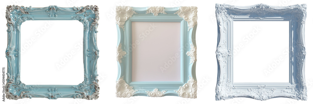Aufkleber isolated minimalist mockups of decorative picture frames in various colors and designs for artistic 