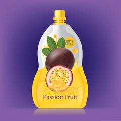 Design packaging that is a sachet of passion fruit juice.