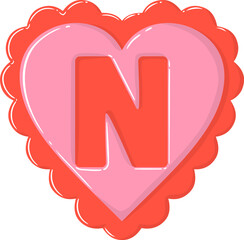Pink Love Letter Vector Element Alphabet N