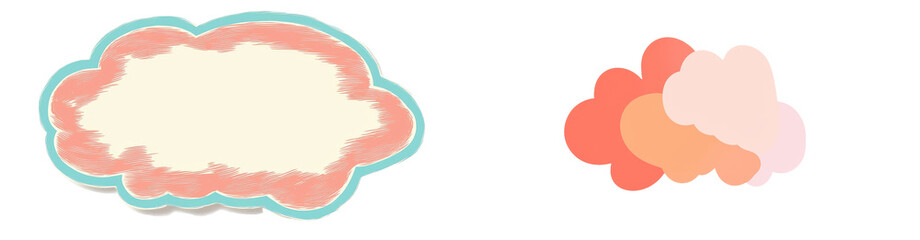 Obraz premium Modern isolated minimalist mockups featuring abstract cloud shapes in soft pastel colors for creative design projects