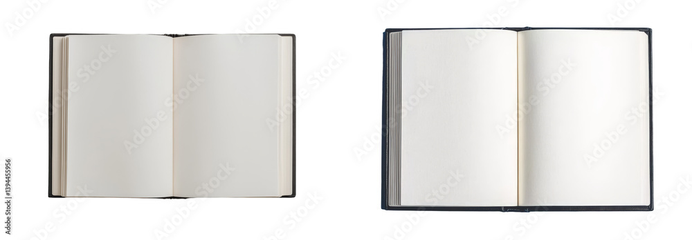 Poster Minimalist mockups of blank open notebooks on a clean background for creative presentations and design projects
