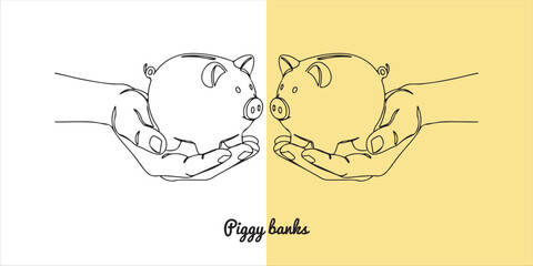 Two piggy banks, representing different genders, rest in open hands, symbolizing financial management and savings across diverse perspectives. This imagery highlights the importance of budgeting.