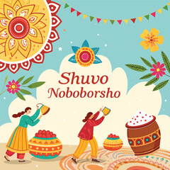 Shuvo Noboborso with beautiful background