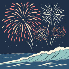 fireworks on the sea
