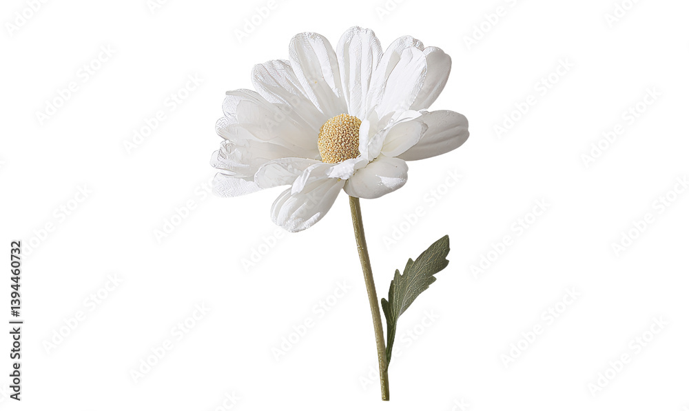 Poster Isolated minimalist mockup of a single white daisy flower with a green stem displayed against a plain background