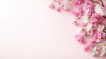 Obraz premium Delicate Pink and White Blossoms on Pastel Background