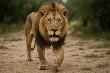 Obraz premium Majestic lion in wilderness