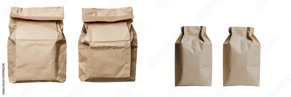 Aufkleber Minimalist mockups of isolated paper bags showcasing versatile packaging options and design simplicity