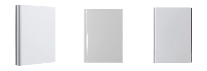 Minimalist mockups of blank notebooks displayed in isolation on a clean white background with a simple layout