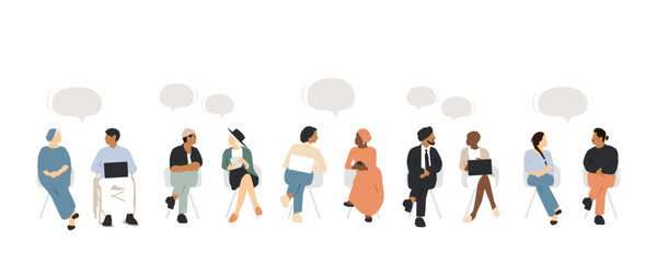 Different people talking to each other in pairs. Modern design.