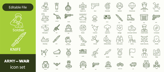 War Stroke icon collections. Containing Combat, Army icons .