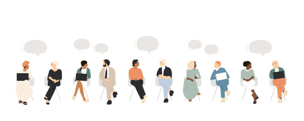 Different people talking to each other in pairs. Modern design.