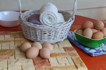fresh eggs in a basket