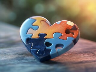 Heart-shaped puzzle piece symbolizes love and acceptance for individuals with autism during National Autism Awareness Month