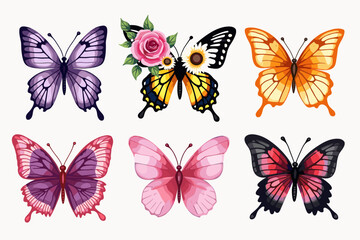 Obraz premium Floral Butterfly Clipart Set