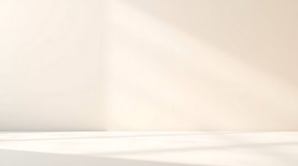 Minimalist Cream Wall and Floor with Subtle Sunlight: Clean Background, Empty Space, Interior Scene